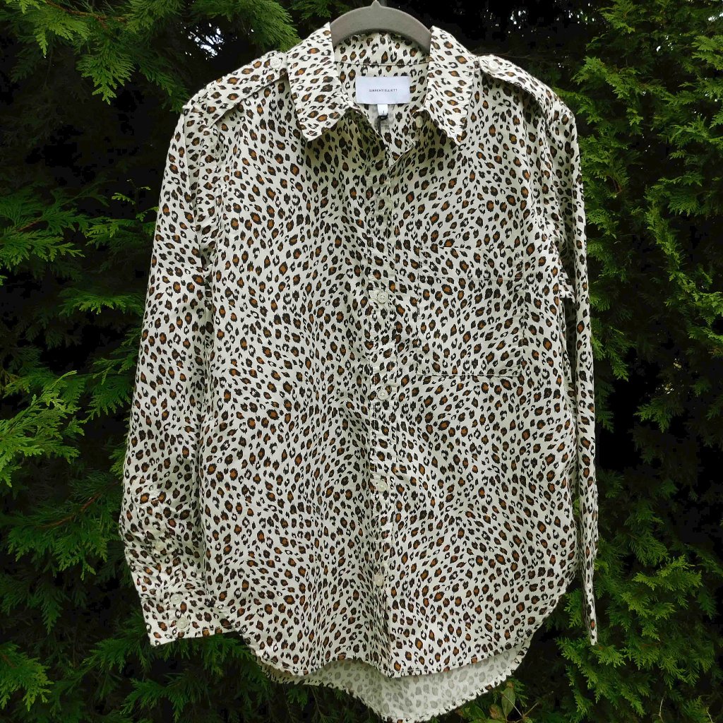 Current Elliott The Sal Shirt Leopard Print Buttondown Top Nwt